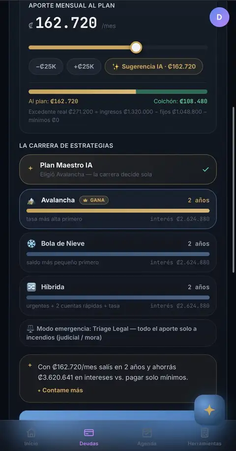 La carrera de estrategias: Avalancha gana